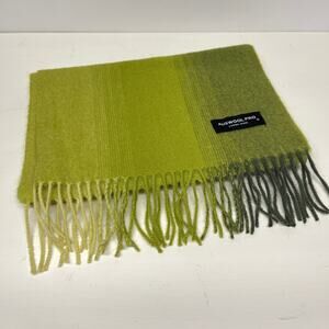 Auswool Pro Cashmere Fringe Green Ombre Scarf 12x64in
